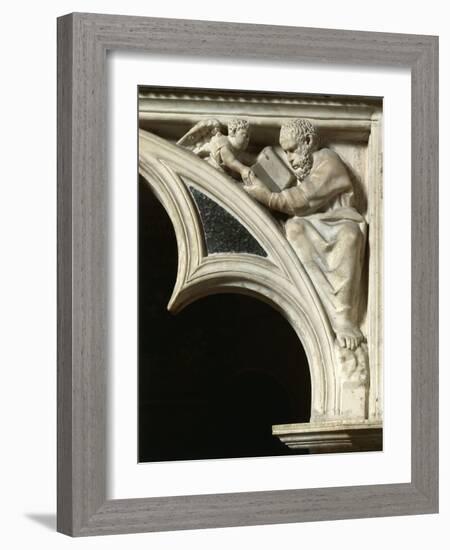 Italy, Tuscany, Pisa, Piazza Dei Miracoli, Cathedral Pulpit with Matthew the Evangelist-Giovanni Pisano-Framed Giclee Print