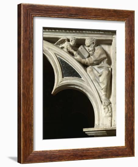 Italy, Tuscany, Pisa, Piazza Dei Miracoli, Cathedral Pulpit with Matthew the Evangelist-Giovanni Pisano-Framed Giclee Print
