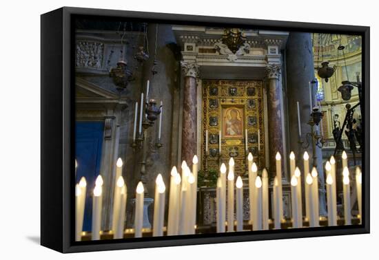 Italy, Tuscany, Pisa, Piazza Dei Miracoli. Inside the Duomo, Electric Candles and Painting-Michele Molinari-Framed Premier Image Canvas