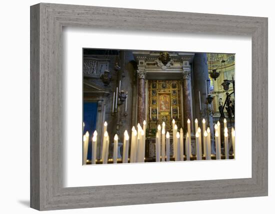 Italy, Tuscany, Pisa, Piazza Dei Miracoli. Inside the Duomo, Electric Candles and Painting-Michele Molinari-Framed Photographic Print