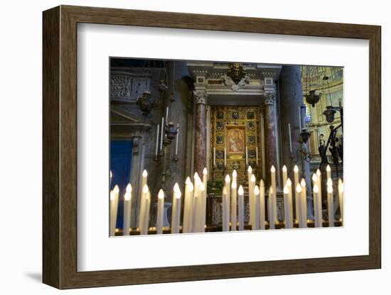 Italy, Tuscany, Pisa, Piazza Dei Miracoli. Inside the Duomo, Electric Candles and Painting-Michele Molinari-Framed Photographic Print