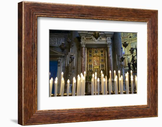 Italy, Tuscany, Pisa, Piazza Dei Miracoli. Inside the Duomo, Electric Candles and Painting-Michele Molinari-Framed Photographic Print