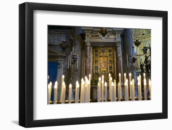 Italy, Tuscany, Pisa, Piazza Dei Miracoli. Inside the Duomo, Electric Candles and Painting-Michele Molinari-Framed Photographic Print