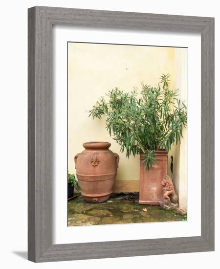 Italy, Tuscany. Planters made from pottery.-Julie Eggers-Framed Photographic Print