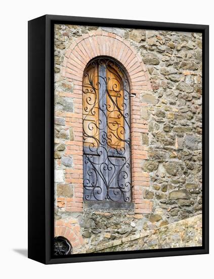 Italy, Tuscany, Province of Siena, Montalcino. Unique window with shutters.-Julie Eggers-Framed Premier Image Canvas