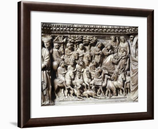 Italy, Tuscany, Siena, Baptistry, Pulpit, Adoration of the Magi, Detail-null-Framed Giclee Print