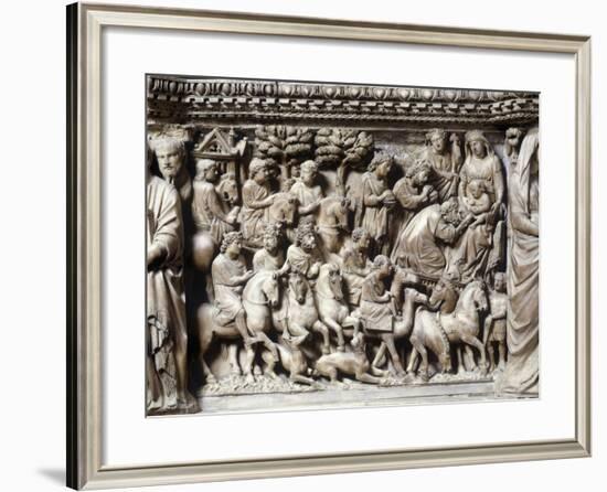 Italy, Tuscany, Siena, Baptistry, Pulpit, Adoration of the Magi, Detail-null-Framed Giclee Print