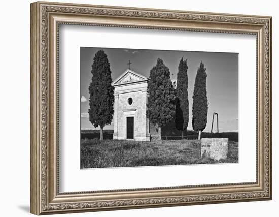 Italy, Tuscany. Vitaleta Chapel in the Val d'Orcia-Dennis Flaherty-Framed Photographic Print