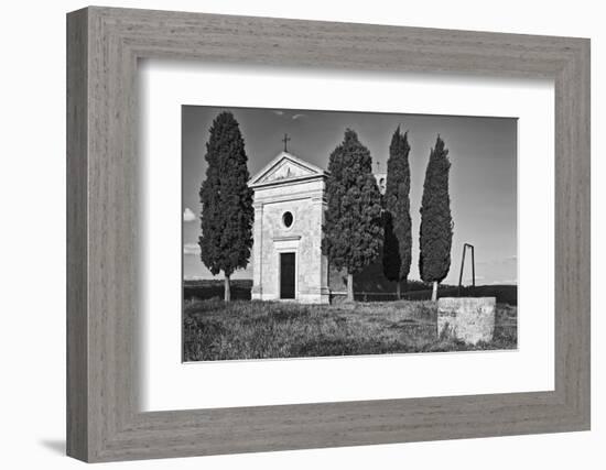 Italy, Tuscany. Vitaleta Chapel in the Val d'Orcia-Dennis Flaherty-Framed Photographic Print