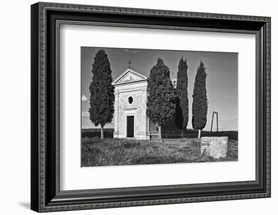 Italy, Tuscany. Vitaleta Chapel in the Val d'Orcia-Dennis Flaherty-Framed Photographic Print