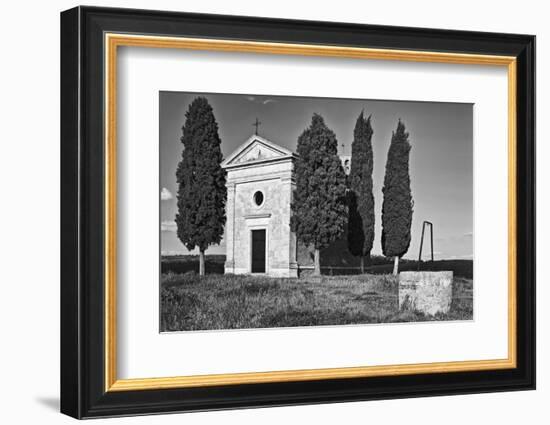 Italy, Tuscany. Vitaleta Chapel in the Val d'Orcia-Dennis Flaherty-Framed Photographic Print