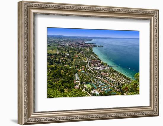 Italy, Veneto, Lake Garda, Bardolino, Townscape, Lakeside, View from Mesa Rocca Vecchia-Udo Siebig-Framed Photographic Print