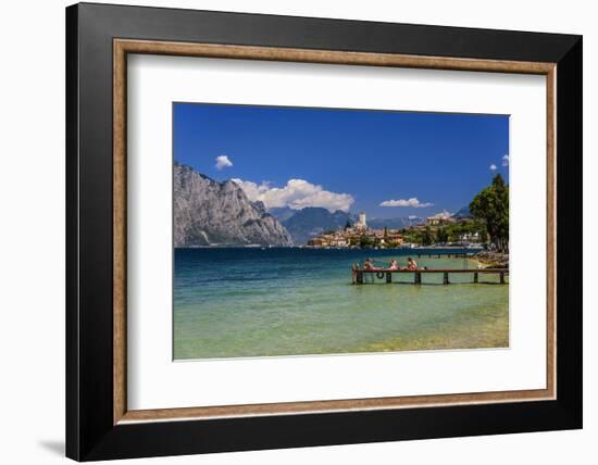 Italy, Veneto, Lake Garda, Malcesine, Townscape with Scaliger Castle-Udo Siebig-Framed Photographic Print