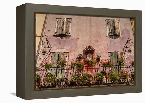 Italy, Veneto, Lake Garda, Torri Del Benaco, Old Town, House Facade, Madonna-Udo Siebig-Framed Premier Image Canvas