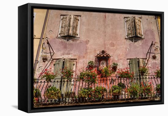 Italy, Veneto, Lake Garda, Torri Del Benaco, Old Town, House Facade, Madonna-Udo Siebig-Framed Premier Image Canvas