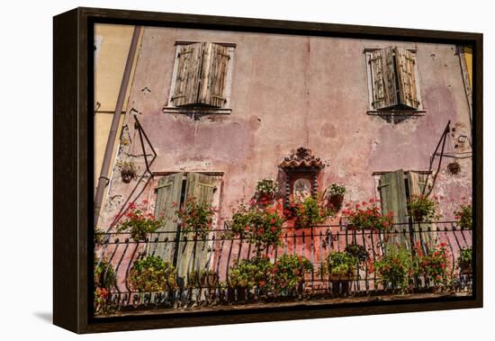 Italy, Veneto, Lake Garda, Torri Del Benaco, Old Town, House Facade, Madonna-Udo Siebig-Framed Premier Image Canvas