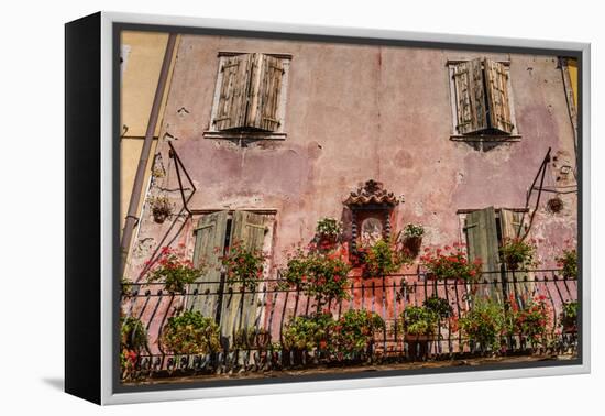 Italy, Veneto, Lake Garda, Torri Del Benaco, Old Town, House Facade, Madonna-Udo Siebig-Framed Premier Image Canvas