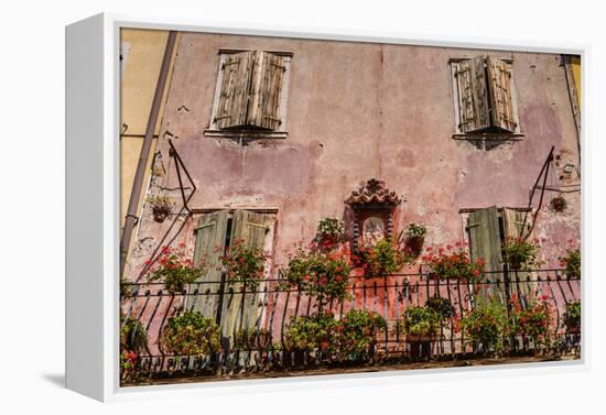 Italy, Veneto, Lake Garda, Torri Del Benaco, Old Town, House Facade, Madonna-Udo Siebig-Framed Premier Image Canvas