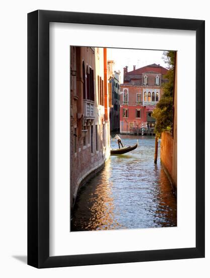 Italy, Veneto, Venice. a Gondolier Rowing His Gondola on the Grand Canal. Unesco-Ken Scicluna-Framed Photographic Print