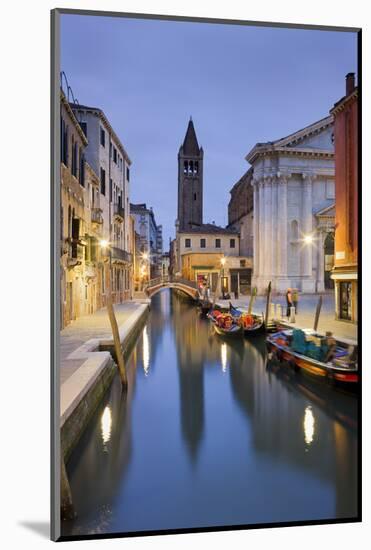 Italy, Veneto, Venice, Dorsoduro, Rio Di San Barnaba, Boats, Campo, Dusk-Rainer Mirau-Mounted Photographic Print