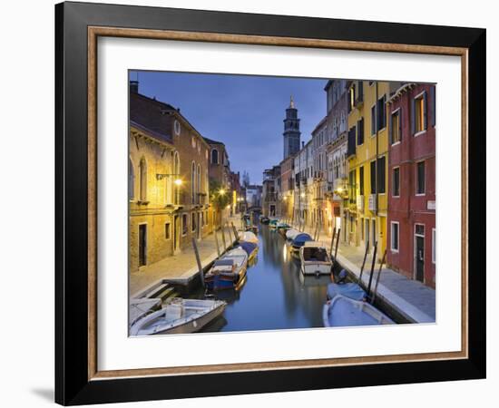 Italy, Veneto, Venice, Dorsoduro, Rio Di San Barnaba, Santa Maria Dei Carmini, Evening-Rainer Mirau-Framed Photographic Print