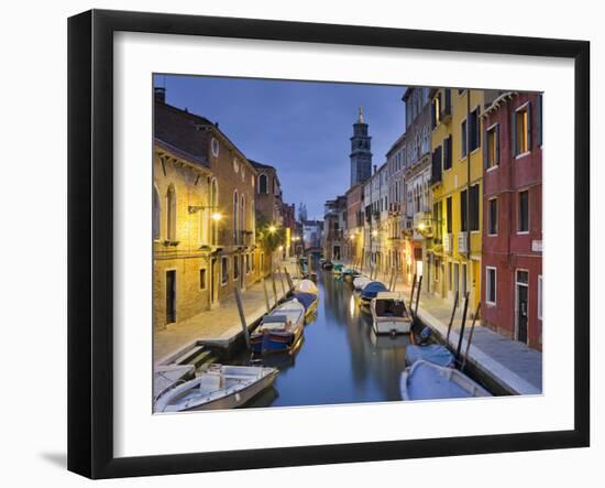 Italy, Veneto, Venice, Dorsoduro, Rio Di San Barnaba, Santa Maria Dei Carmini, Evening-Rainer Mirau-Framed Photographic Print