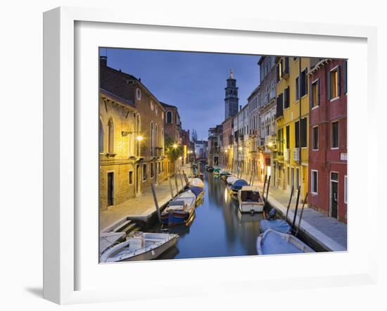 Italy, Veneto, Venice, Dorsoduro, Rio Di San Barnaba, Santa Maria Dei Carmini, Evening-Rainer Mirau-Framed Photographic Print