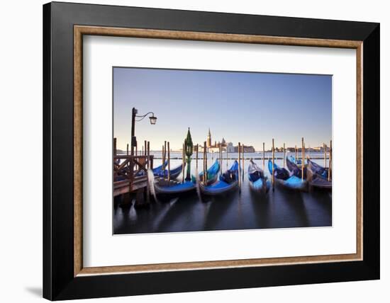 Italy, Veneto, Venice. Gondolas Tied to the Pier at the Bacino Di San Marco-Ken Scicluna-Framed Photographic Print