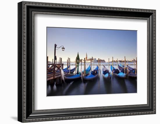 Italy, Veneto, Venice. Gondolas Tied to the Pier at the Bacino Di San Marco-Ken Scicluna-Framed Photographic Print