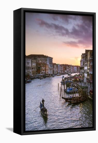 Italy, Veneto, Venice. Grand Canal at Sunset from Rialto Bridge-Matteo Colombo-Framed Premier Image Canvas