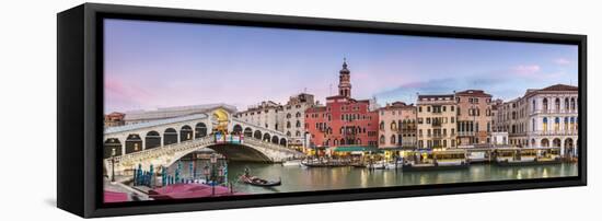 Italy, Veneto, Venice. Rialto Bridge at Dusk, High Angle View-Matteo Colombo-Framed Premier Image Canvas