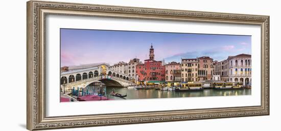 Italy, Veneto, Venice. Rialto Bridge at Dusk, High Angle View-Matteo Colombo-Framed Photographic Print