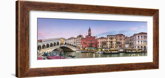 Italy, Veneto, Venice. Rialto Bridge at Dusk, High Angle View-Matteo Colombo-Framed Photographic Print