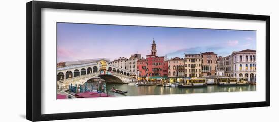 Italy, Veneto, Venice. Rialto Bridge at Dusk, High Angle View-Matteo Colombo-Framed Photographic Print