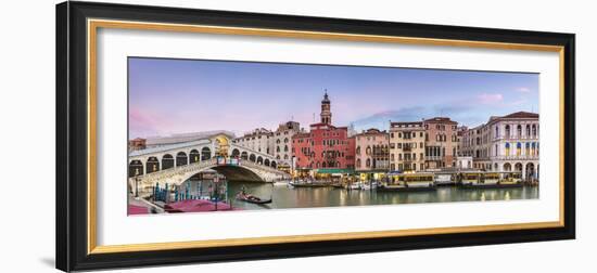 Italy, Veneto, Venice. Rialto Bridge at Dusk, High Angle View-Matteo Colombo-Framed Photographic Print