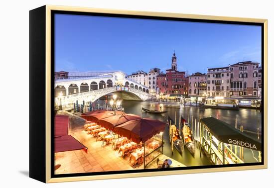 Italy, Veneto, Venice. Rialto Bridge at Dusk, High Angle View-Matteo Colombo-Framed Premier Image Canvas