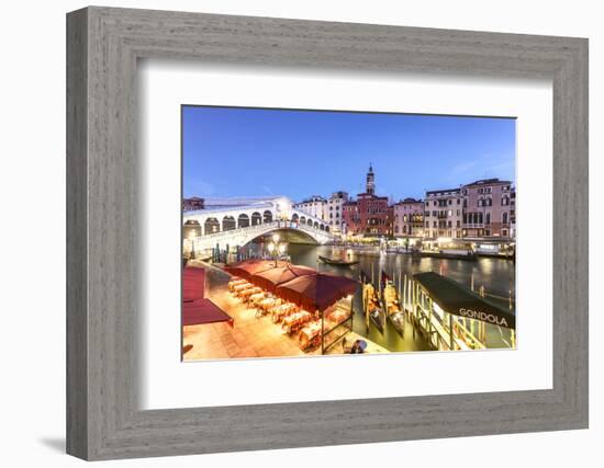 Italy, Veneto, Venice. Rialto Bridge at Dusk, High Angle View-Matteo Colombo-Framed Photographic Print