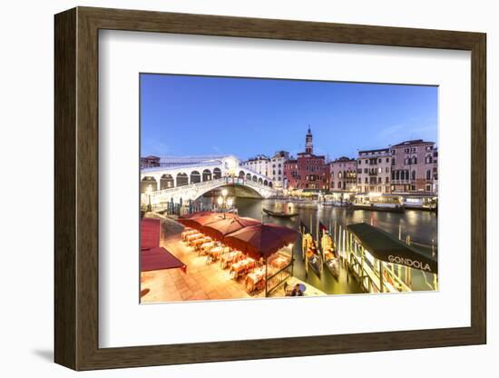 Italy, Veneto, Venice. Rialto Bridge at Dusk, High Angle View-Matteo Colombo-Framed Photographic Print