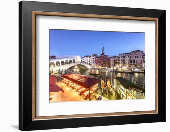 Italy, Veneto, Venice. Rialto Bridge at Dusk, High Angle View-Matteo Colombo-Framed Photographic Print