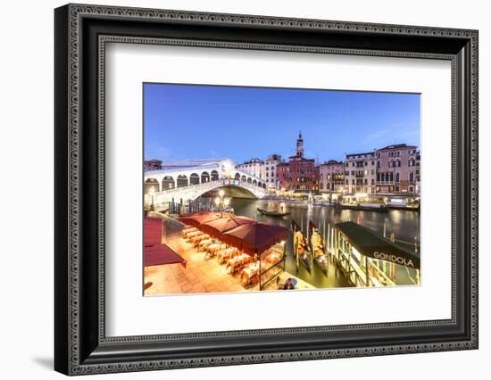 Italy, Veneto, Venice. Rialto Bridge at Dusk, High Angle View-Matteo Colombo-Framed Photographic Print