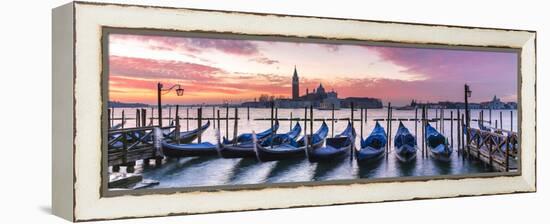 Italy, Veneto, Venice. Row of Gondolas Moored at Sunrise on Riva Degli Schiavoni-Matteo Colombo-Framed Premier Image Canvas