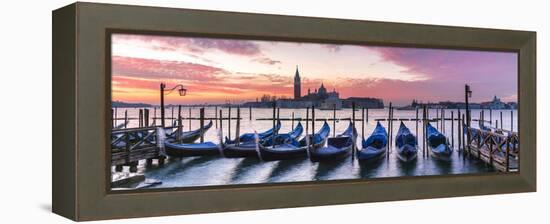 Italy, Veneto, Venice. Row of Gondolas Moored at Sunrise on Riva Degli Schiavoni-Matteo Colombo-Framed Premier Image Canvas