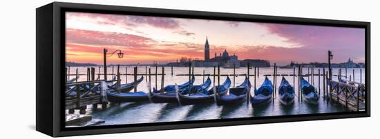 Italy, Veneto, Venice. Row of Gondolas Moored at Sunrise on Riva Degli Schiavoni-Matteo Colombo-Framed Premier Image Canvas