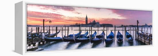 Italy, Veneto, Venice. Row of Gondolas Moored at Sunrise on Riva Degli Schiavoni-Matteo Colombo-Framed Premier Image Canvas