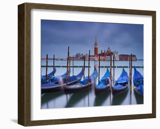 Italy, Veneto, Venice, St. Mark's Square, Gondolas, San Giorgio Maggiore, Lagoon, Evening Mood-Rainer Mirau-Framed Photographic Print