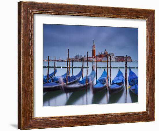 Italy, Veneto, Venice, St. Mark's Square, Gondolas, San Giorgio Maggiore, Lagoon, Evening Mood-Rainer Mirau-Framed Photographic Print