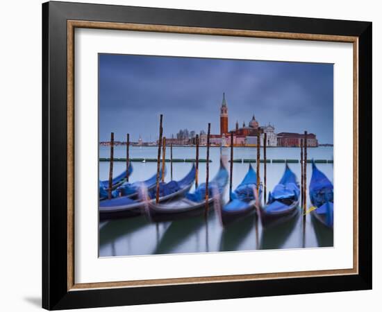 Italy, Veneto, Venice, St. Mark's Square, Gondolas, San Giorgio Maggiore, Lagoon, Evening Mood-Rainer Mirau-Framed Photographic Print