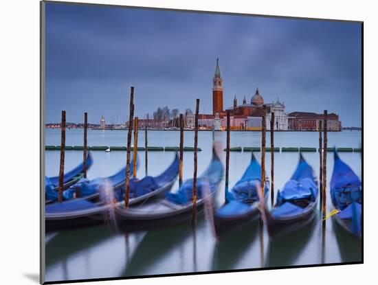 Italy, Veneto, Venice, St. Mark's Square, Gondolas, San Giorgio Maggiore, Lagoon, Evening Mood-Rainer Mirau-Mounted Photographic Print