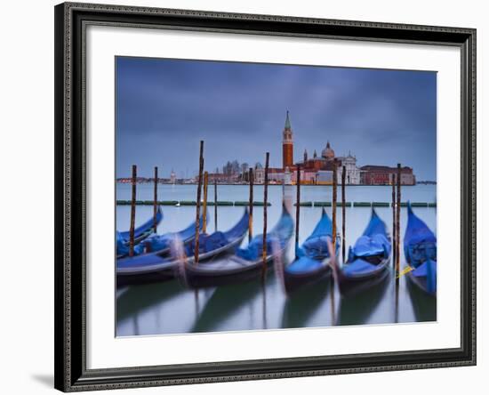 Italy, Veneto, Venice, St. Mark's Square, Gondolas, San Giorgio Maggiore, Lagoon, Evening Mood-Rainer Mirau-Framed Photographic Print