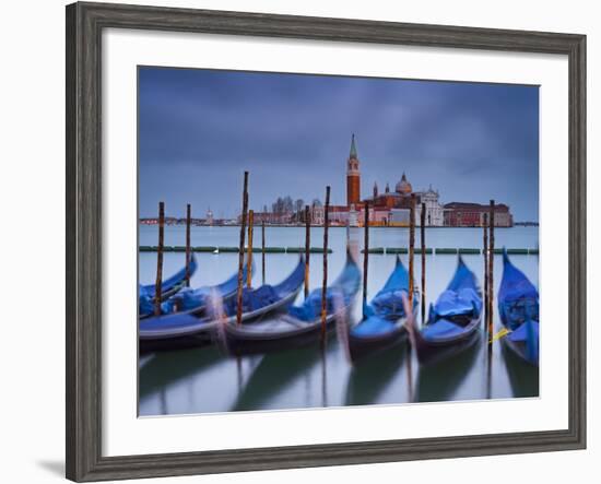 Italy, Veneto, Venice, St. Mark's Square, Gondolas, San Giorgio Maggiore, Lagoon, Evening Mood-Rainer Mirau-Framed Photographic Print